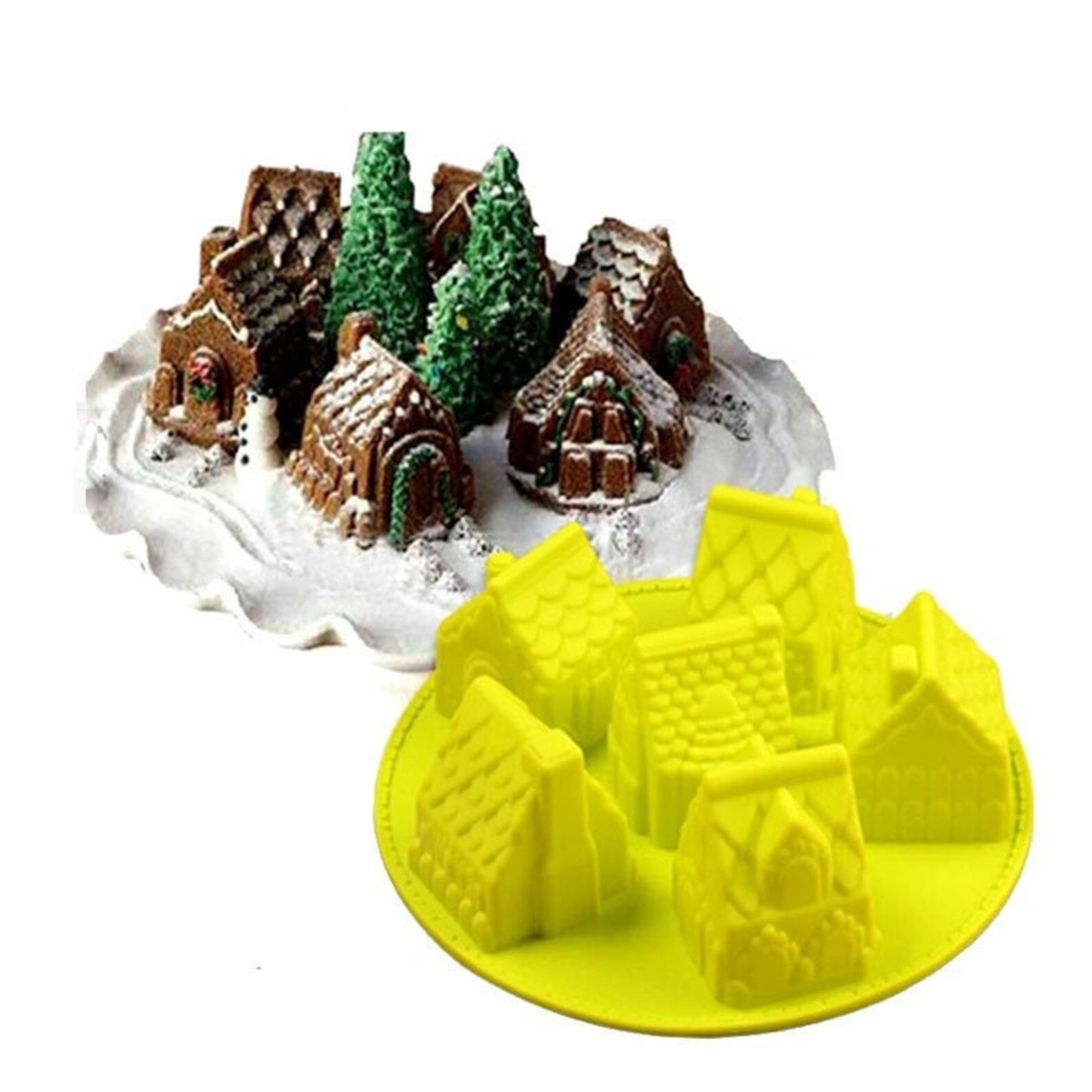 Christmas Gingerbread House Baking Silicone Mold Round Shaped Etsy