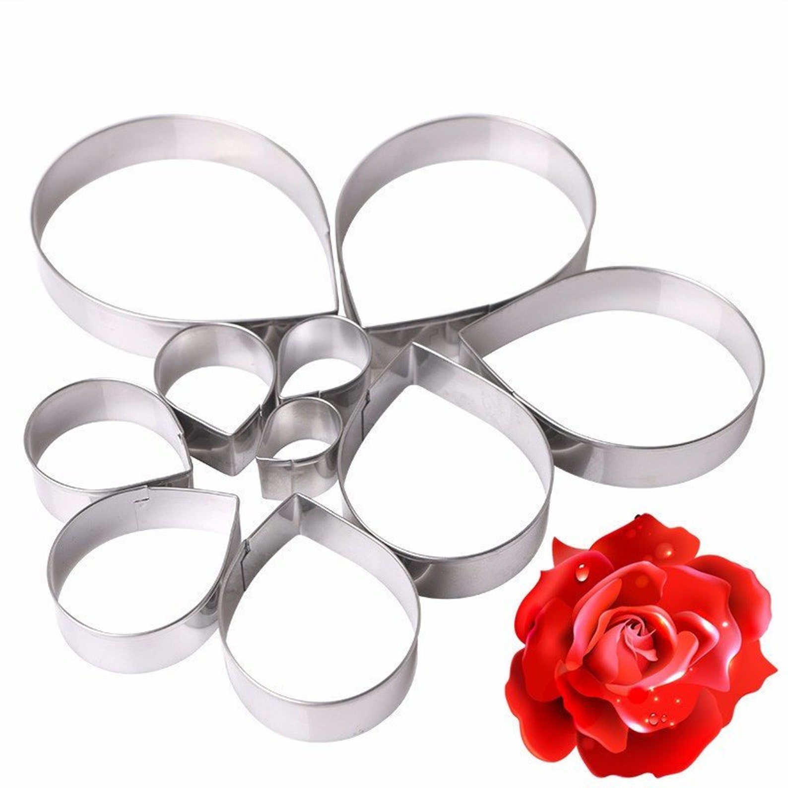 Rose Petals Fondant Cutters Cookie Cutters Teardrop Stainless Etsy