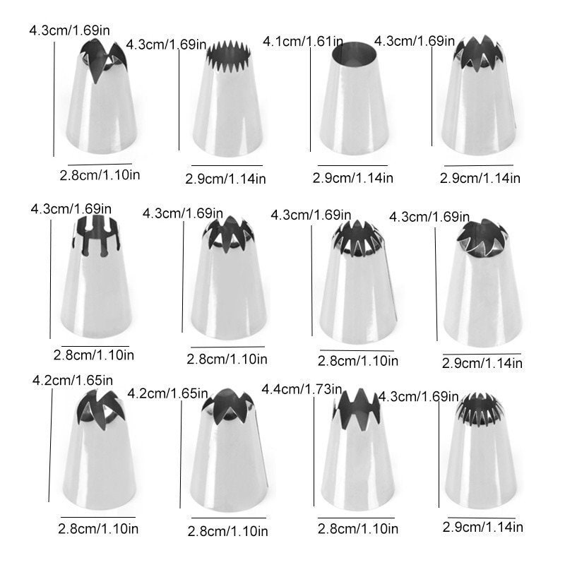 Large Icing Tips 12 Pcs Set Icing Nozzles Russian Nozzles Set Etsy