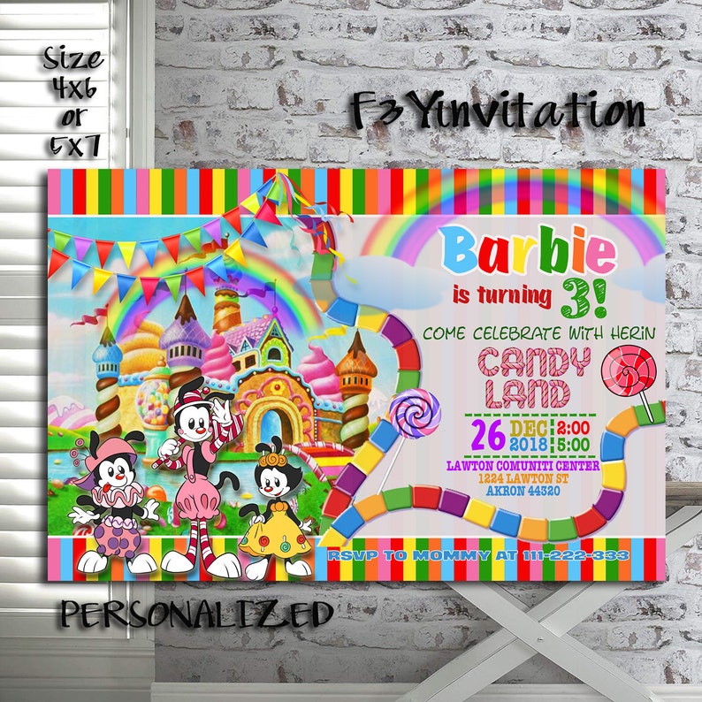 Candyland Invitations Candy Land Birthday Invitation Candy Etsy