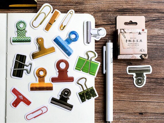 Binder Clips Sticker Set 46pcs Hobonichi Planner Decoration Etsy