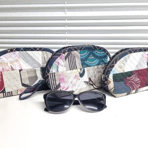 Patchwork-Kosmetiktasche aus Stoff mit Reißverschluss