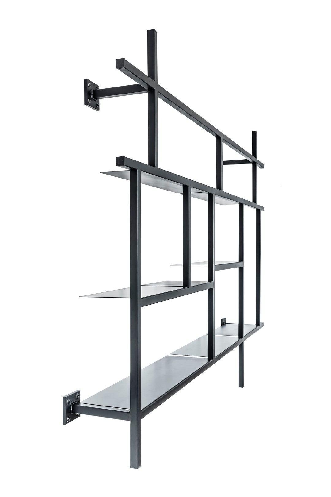 Industrial Bookcase Black, Metal Shelves or Bauhaus Bookcase as Wall