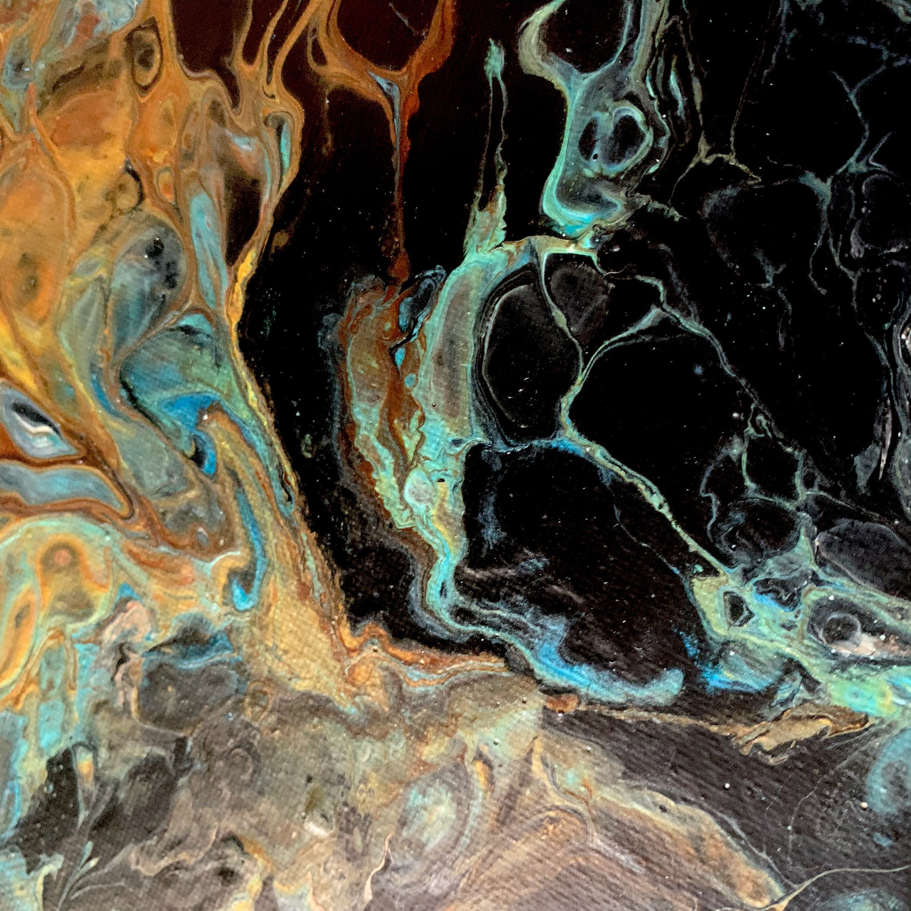 Acrylic Pour Painting Black and Gold Etsy