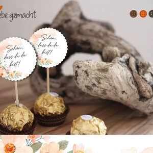 Hochzeit Gastgeschenk Schön, dass du da bist! - 10er Set Papierbutton für DIY - floral wedding / Jugendweihe
