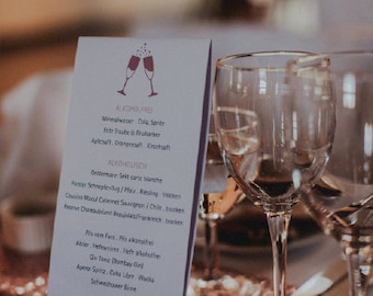 Menu card wedding rosé