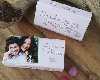 Guest gift - paper banderole for Smartie pack wedding / baptism / birthday Guest gift wedding with photo - 10 pieces