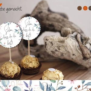 Hochzeit Gastgeschenk Schön, dass du da bist! - 10er Set Papierbutton für DIY - floral wedding Blue