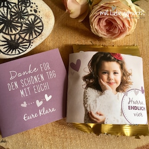 Regalo para invitados - banderola de papel para Smartie pack boda / bautizo / cumpleaños regalo para invitados cumpleaños - 10 piezas