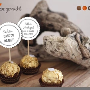 Gastgeschenk Silberhochzeit - 10er Set Papierbutton für DIY - weiß/silbergrau
