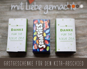 Gastcadeau - papieren banderol voor Smartie pack bruiloft / doop / verjaardag 10 x gastcadeaus - afscheid Smarties foto