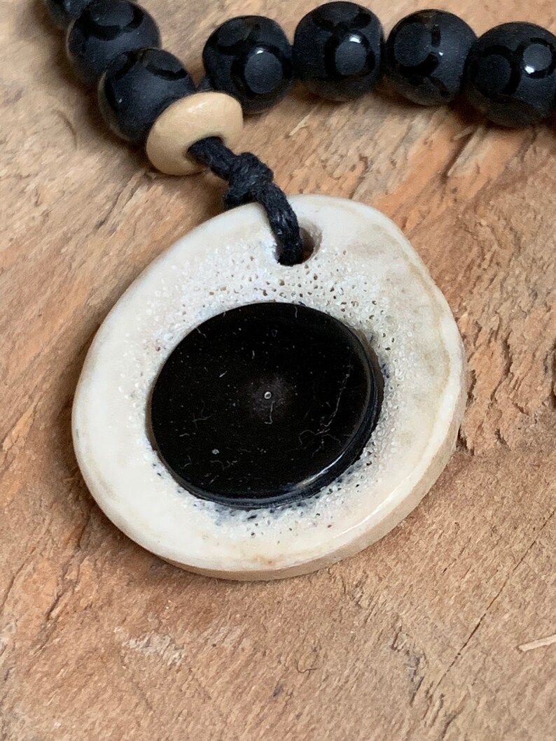 Beautiful Necklace Antler/stag Horn Buffalo Horn Stone Wood Handmade