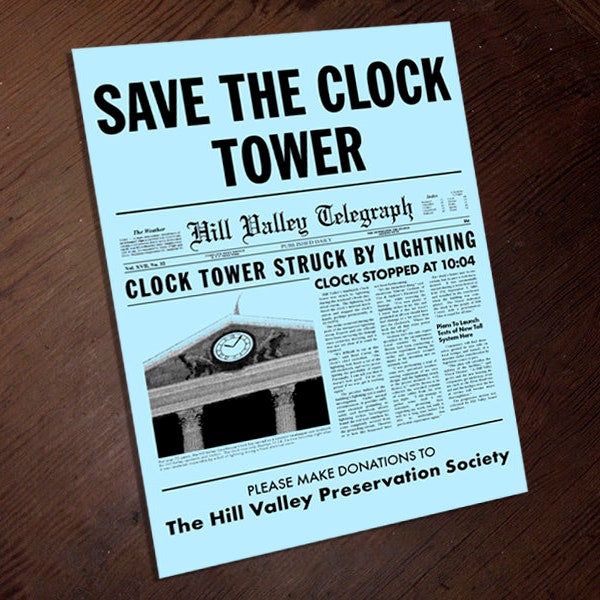 Save the Clock Tower Flyer Printable (high quality PDF File)| Back to the Future Prop Digital File