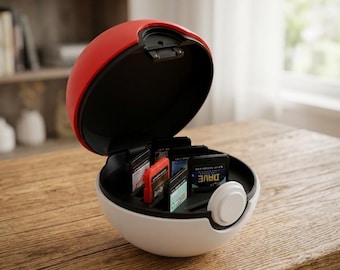 3D Printed Pokeball Switch & Switch 2 Game Holder | Cartridge Storage Case | Anime Monster Ball Game Organizer | Gamer Desk Decor Gift