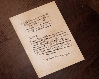 Sansa Letter to Blackfish Printable (high quality PDF & JPG Files)| Game of Thrones Prop Digital File |