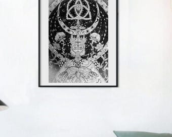The High Priestess Beautiful Tarot Card Print - Tarot Wall Art Poster