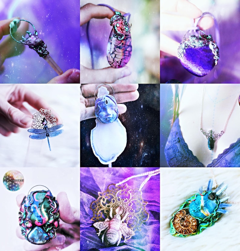 trippy necklace Energy healing crystal necklace Ammonite /& Quartz Moon Goddess amulet with Moonstone Third eye chakra protection amulet