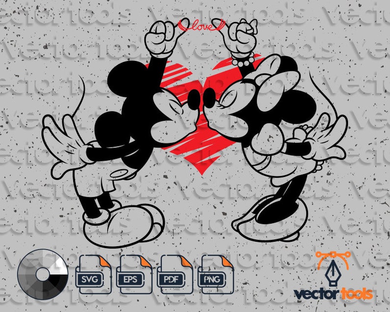 Download For Cricut Minnie And Mickey Kiss Png Eps Mickey And Minnie Love Vinyl File Clipart Mickey Svg Pdf Disney Svg Minnie Svg Svg Clip Art Art Collectibles