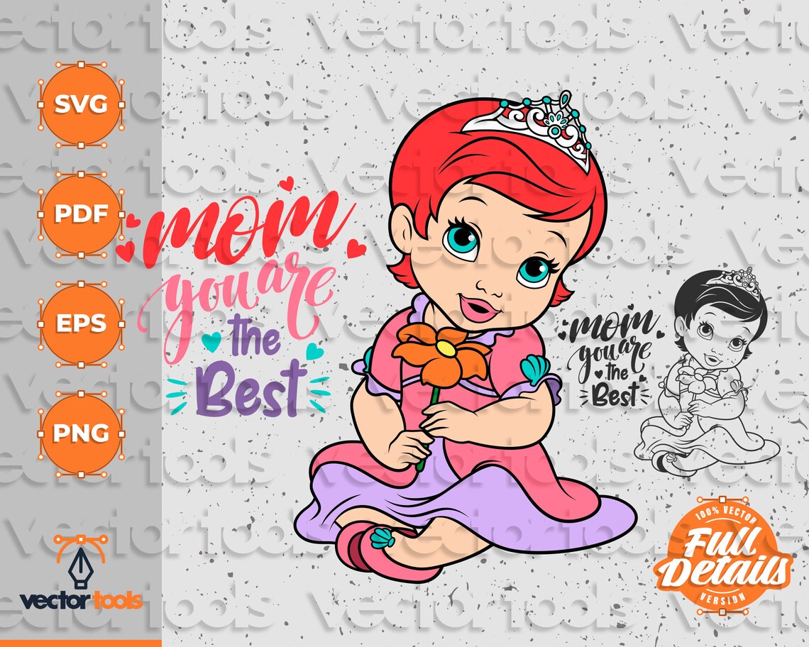 Download Baby princess svg Baby princess clipart Baby Ariel svg | Etsy