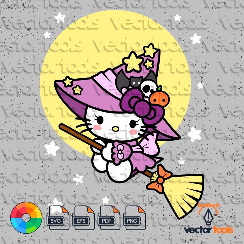 Hello Kitty Witch svg Hello Kitty Witch Hello Kitty Witch | Etsy
