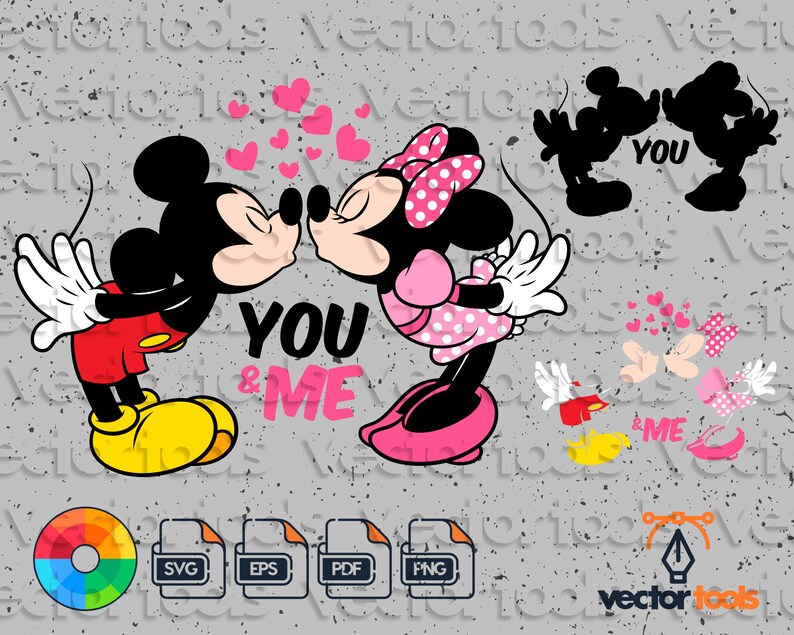 Art Collectibles Clip Art Png Clipart For Cricut Minnie Svg Eps Pdf Mickey Svg Vinyl File Disney Svg Mickey And Minnie Love Svg Minnie And Mickey Kiss
