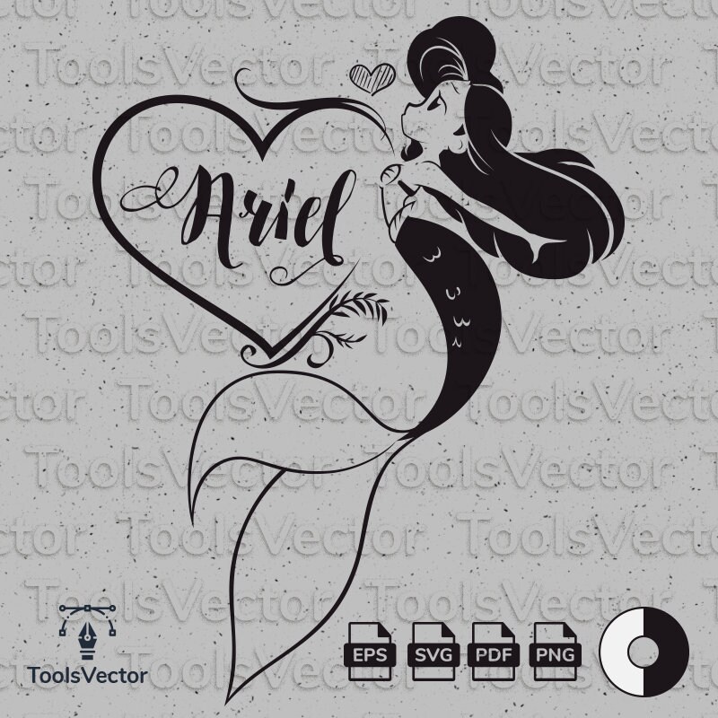 Ariel The Little Mermaid Vector Ariel The Little Mermaid Etsy