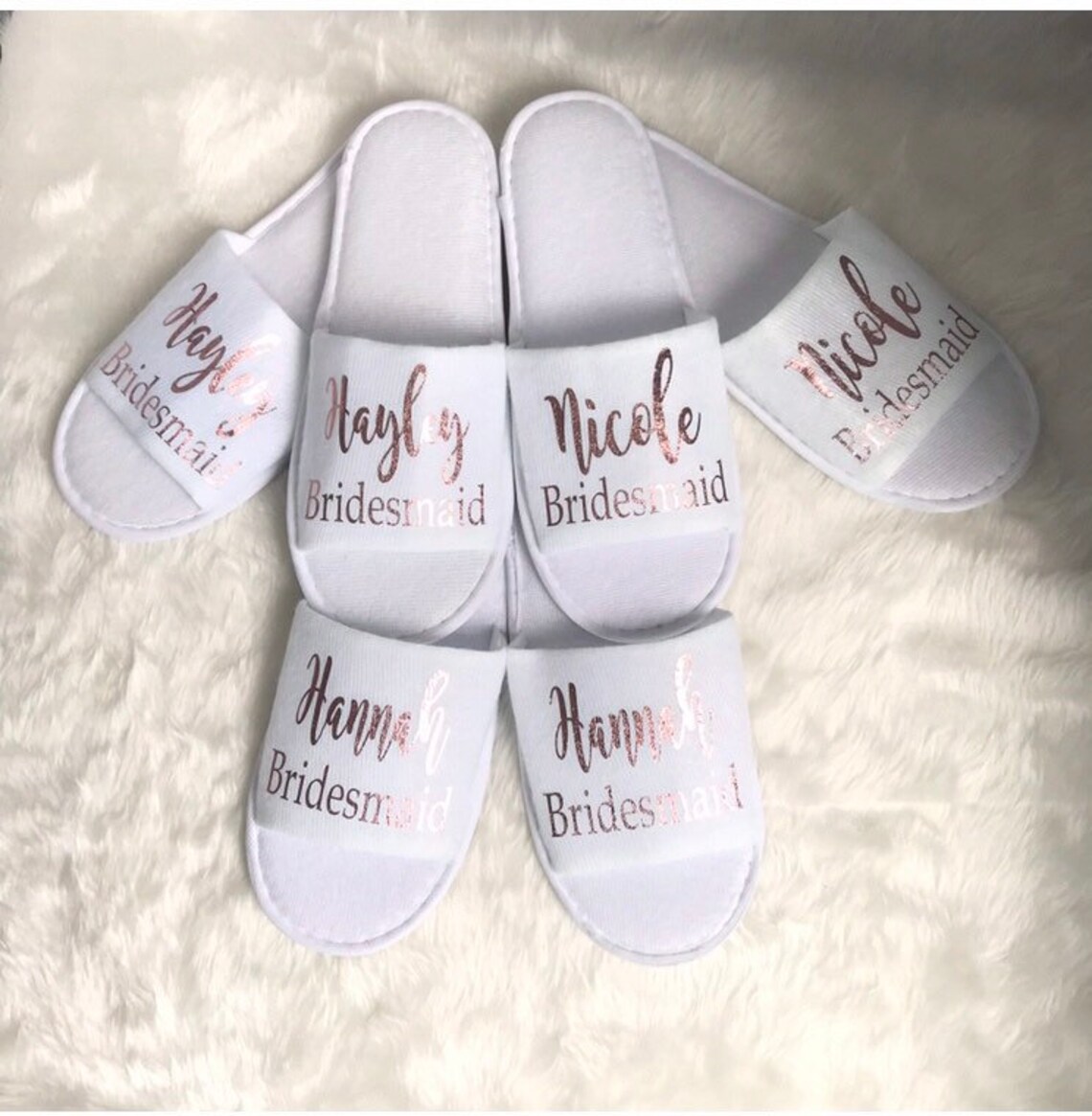Wedding Bride Bridesmaid Slippers Personalised Bridal | Etsy