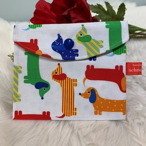 Cotton bag, cosmetic bag, dogs, dachshunds, washable