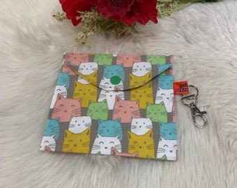 Cotton bag, cosmetic bag, cats, washable