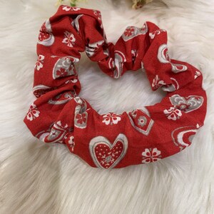 Scrunchies in cotton / scrunchie / hair rubber / plaiting gum / gift / red / hearts / cotton