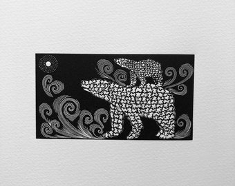 Polar Bear Wood Engraving Print: Signed Limited Edition