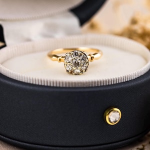 Vintage diamond ring vintage engagement ring 14k solid gold old European cut engagement ring genuine antique vintage old European cut