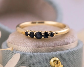 Lab Grown Sapphire Five Stone Band Ring