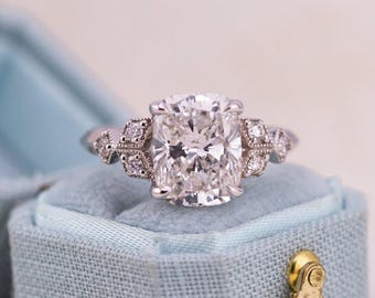 4.05ct Cushion Cut Lab Diamond Ring