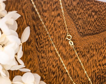 Gold Chain 1.3mm Cable Chain 14k Solid Yellow Gold