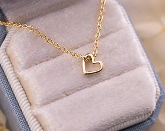 14k Solid Gold Heart Pendant, Minimalist Necklace, Pendant only