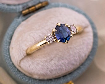 Natural Sapphire Three Stone Ring
