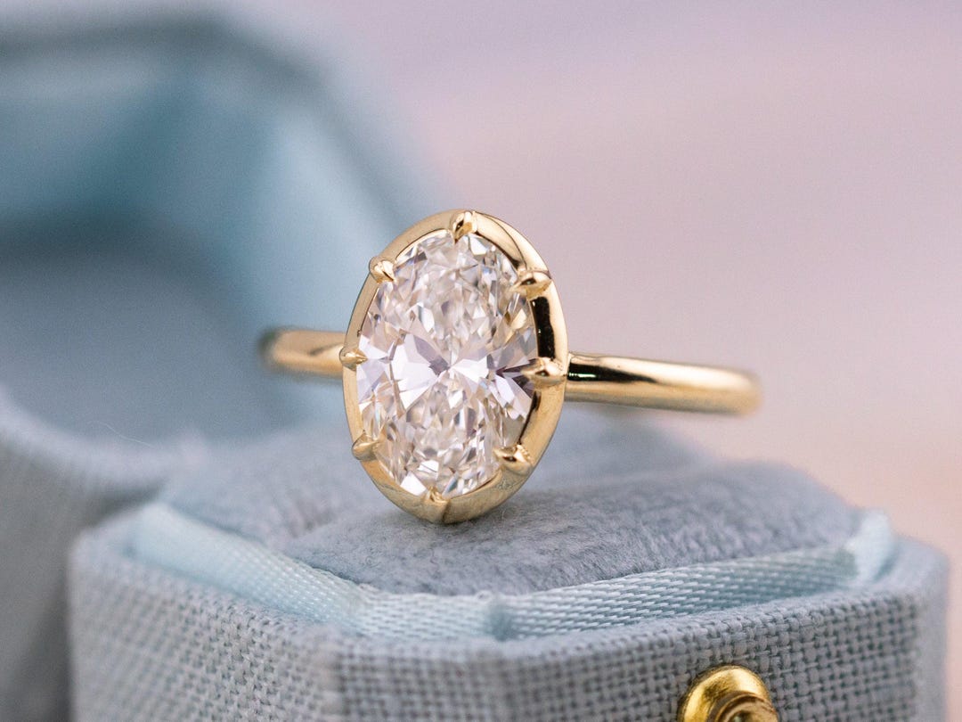 2.04ct Oval Lab Diamond Collet Ring – Clara - Etsy