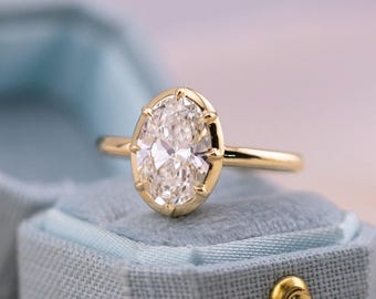 2.04ct Oval Lab Diamond Collet Ring – Clara