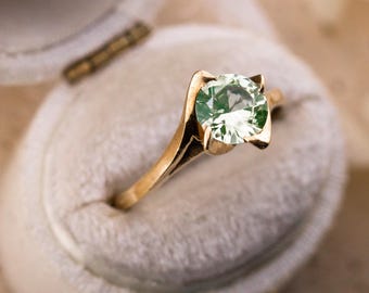 Anillo vintage de turmalina, oro de 10k, talla 8