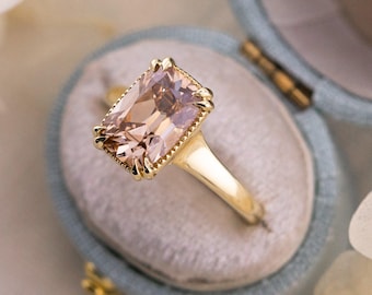 3.12ct Champagne Old Mine Cut Lab Diamond Solitaire Ring - Alice