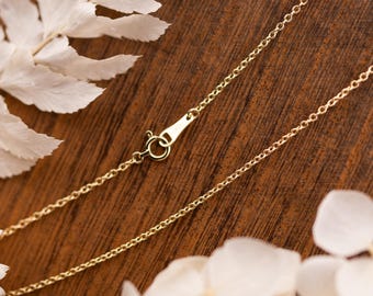 10k Gold Chain 1.5mm Cable Chain 10k Solid Yellow Gold