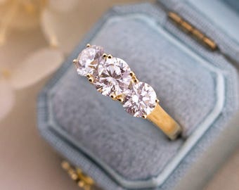 2.50ctw Round Lab Diamond Three Stone Ring