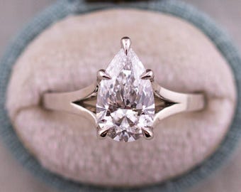 2.42ct Pear Lab Diamond Split Shank Ring