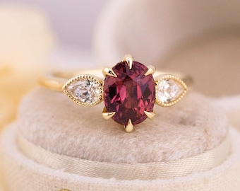 2.44ct Oval Cut Malaya Garnet Ring