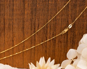 Gold Chain 0.8mm Diamond cut Cable Chain 14k Solid Yellow Gold