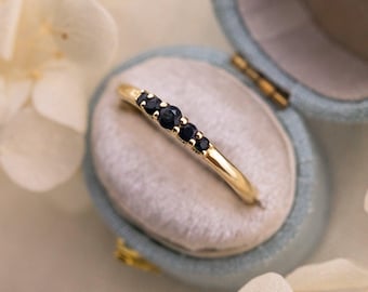 Lab Grown Sapphire Five Stone Band Ring