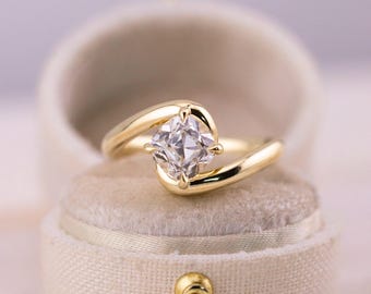 Anillo de compromiso antiguo retorcido de 1,50 ct