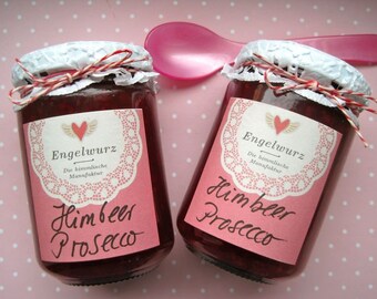 Himbeer-Prosecco Fruchtaufstrich Himbeermarmelade Frühstück Delikatessen Präsentkorb Geburtstagsgeschenk Marmelade Hochzeitsgeschenk