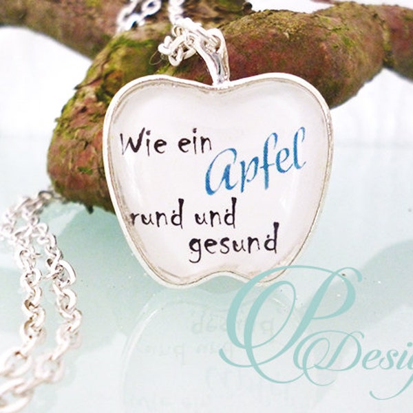 Spruch Kette Apfelform Cabochon ღ wie ein Apfel